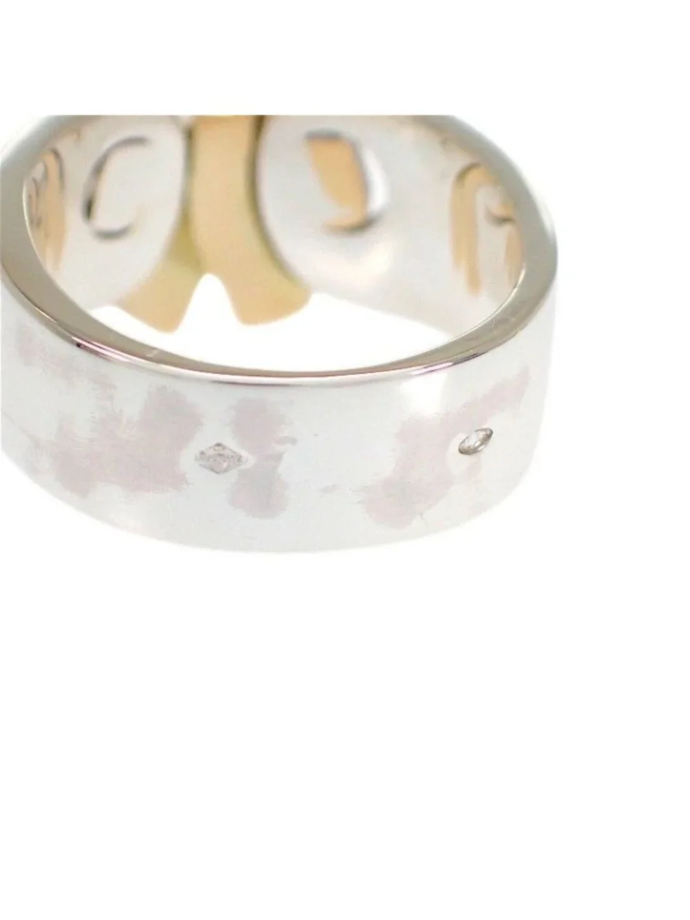 Hermes Raset Ring 52 Vintage 18K Yellow Gold 925 Sterling Silver